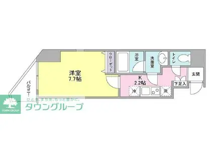 グラティア日本橋(1K/2階)の間取り写真