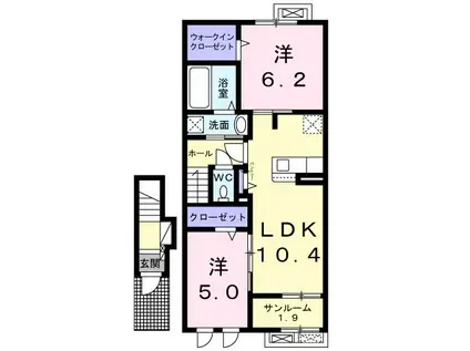 スイート グランデI(2LDK/2階)の間取り写真