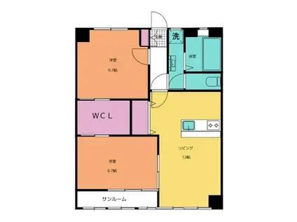 長瀬ビル(2LDK/5階)の間取り写真