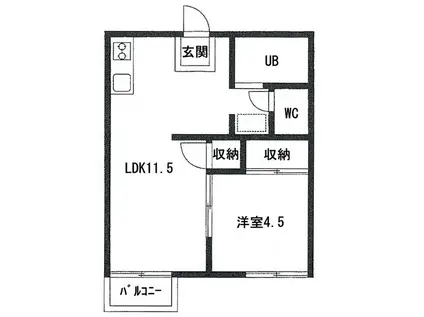 コーポ林田(1LDK/1階)の間取り写真