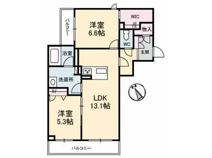 シャーメゾンステージ祇園 ひこ(2LDK/2階)の間取り写真