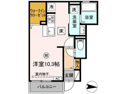 ボヌールM(ワンルーム/1階)の間取り写真