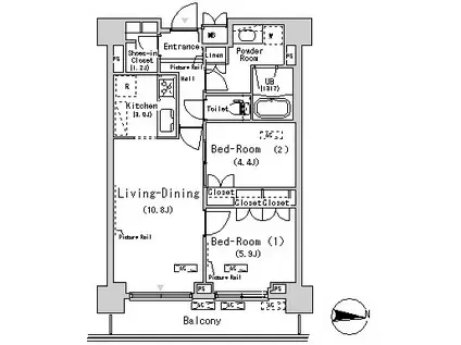 PARK AXIS 辰巳STAGE(2LDK/12階)の間取り写真