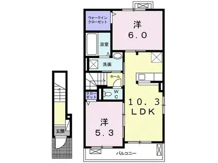 グランディール I(2LDK/2階)の間取り写真