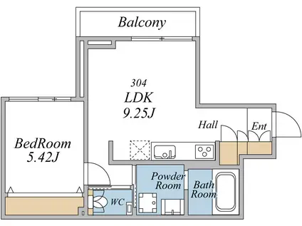 エクセルシオール荏原町(1LDK/3階)の間取り写真