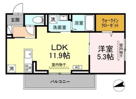 アンソレイユ宮ノ上(1LDK/1階)の間取り写真
