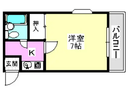 見付山ハイツ(1K/2階)の間取り写真