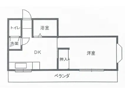 千扇白鷺(1DK/2階)の間取り写真