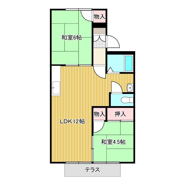 冬築タウン B棟(2LDK/1階)の間取り写真