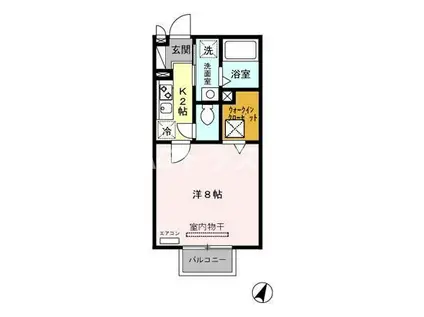 ハピネス(1K/1階)の間取り写真