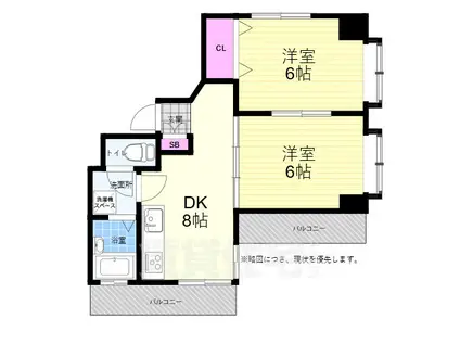 第一カト―ビル(2DK/5階)の間取り写真