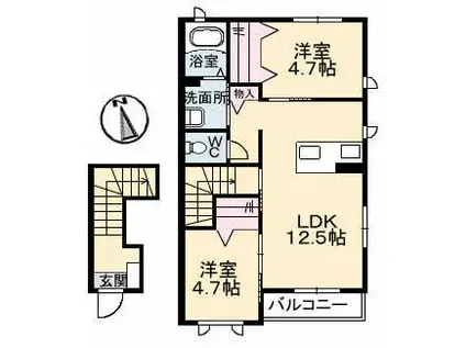 フォン・ボルタA(2LDK/2階)の間取り写真