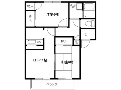 フレグランス藤(2LDK/1階)の間取り写真