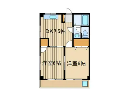 クレストパレス(2DK/3階)の間取り写真