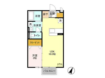 アモーレ I(1LDK/2階)の間取り写真