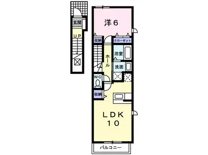 ウエストウッドアベニュー(1LDK/2階)の間取り写真
