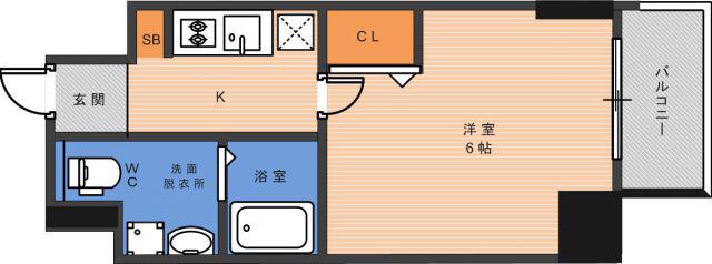 LIVE CASA田辺(1K/6階)の間取り写真