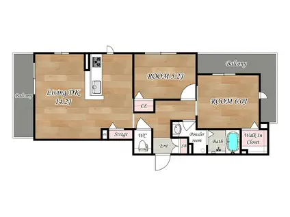 LUMINOUS SUITE ルミナススイート豊中ステーションゲート(2LDK/2階)の間取り写真