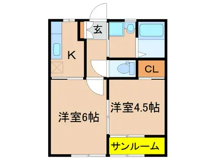 RON I(2K/1階)の間取り写真