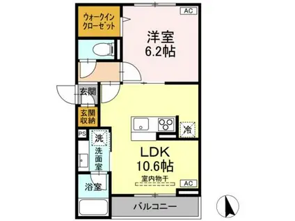 D-ASSET府中町(1LDK/2階)の間取り写真