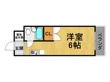 シンコ―ヴィラ(ワンルーム/2階)の間取り写真