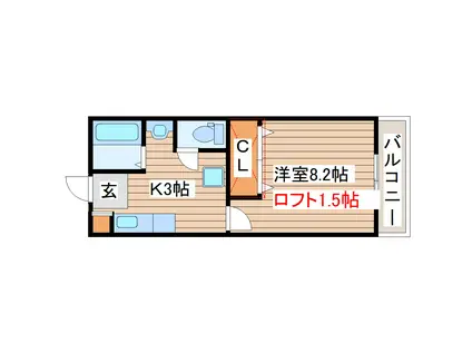 パルコール旭ケ丘II(1K/1階)の間取り写真