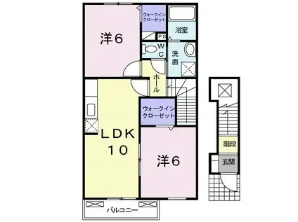 メイプルビュー・プラッツB(2LDK/2階)の間取り写真