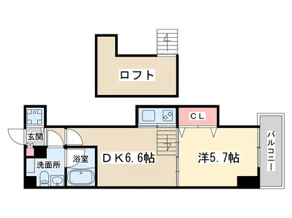 ティーズスクエア天神橋(1DK/9階)の間取り写真
