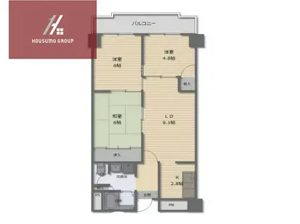 オーバン石切(3LDK/1階)の間取り写真