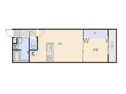 クレスト寺家駅前II(1LDK/1階)の間取り写真