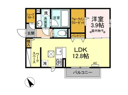 D-ROOM ソッリーゾ B105 ZEH-M売電(1LDK/1階)の間取り写真