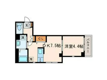 シーズ・ガレリア目黒(1DK/2階)の間取り写真