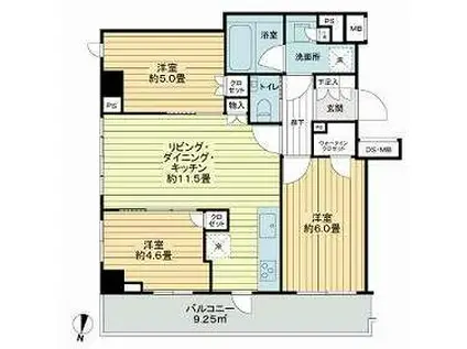 オープンレジデンシア中野中央(3LDK/4階)の間取り写真