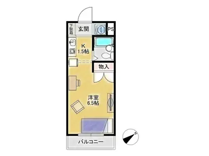 ライブヒルNAKAI(1K/1階)の間取り写真