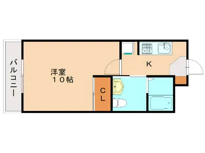 レジデンス丘III(1K/4階)の間取り写真