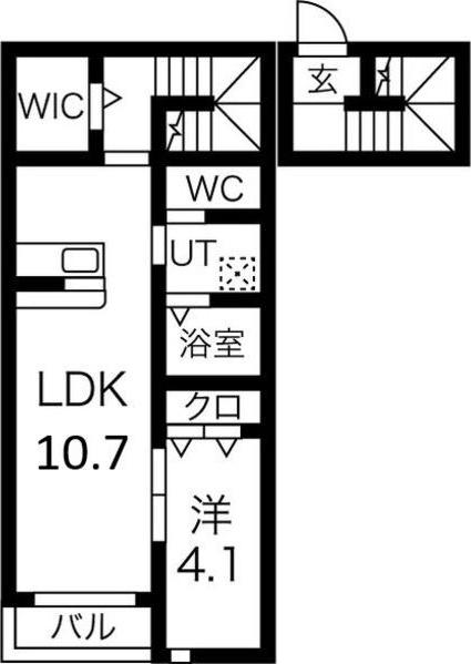 FORTUNA(1LDK/2階)の間取り写真