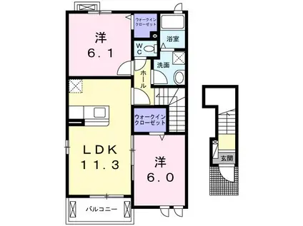 サプリーム I番館(2LDK/2階)の間取り写真