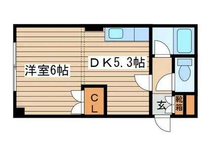 Uハウス北26条(1DK/4階)の間取り写真