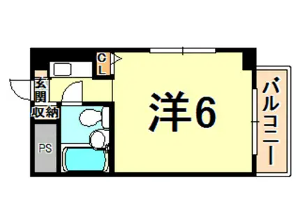 猪名寺パークマンションI(ワンルーム/6階)の間取り写真
