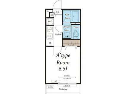 リブリクリスタ中野島(1K/2階)の間取り写真