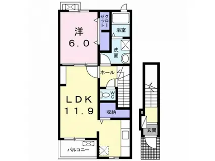エレガントハーモニーIV(1LDK/2階)の間取り写真