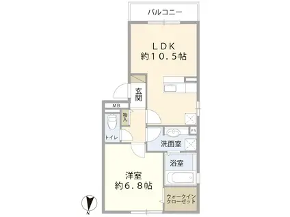 ポペット中島(1LDK/1階)の間取り写真