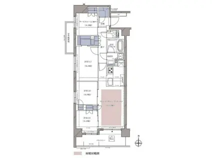 ディームス横濱青木町(3SLDK/8階)の間取り写真