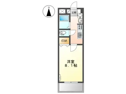 ブルックスキューブ(1K/2階)の間取り写真