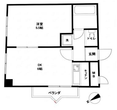 サンパレス21姫路(1DK/9階)の間取り写真
