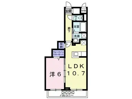 カーサ ドルチェ(1LDK/2階)の間取り写真