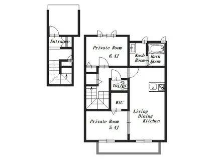 ガーデンハイツ倉ノ林(2LDK/2階)の間取り写真