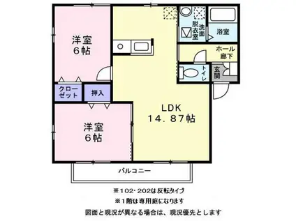 ジュノーV(2LDK/1階)の間取り写真