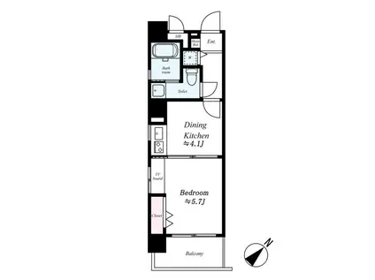 アイセレブ天神東(1DK/3階)の間取り写真