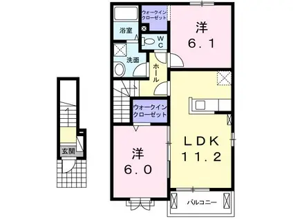 クラリス(2LDK/2階)の間取り写真